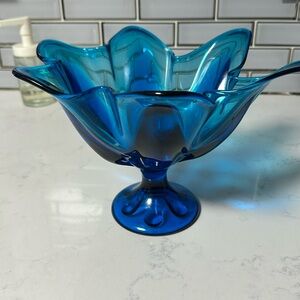 Blue flower glass bowl